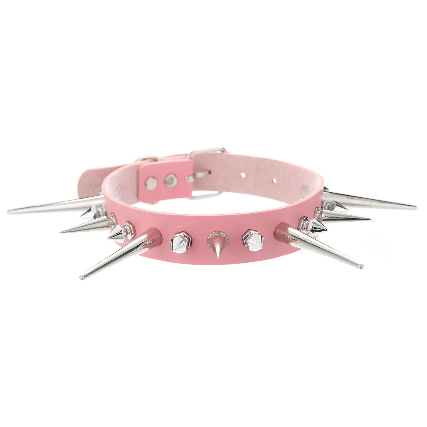 Goth Long Spike Choker – Punk Faux Leather Collar for Women & Men, Big Rivets Studded Gothic Style Necklace Accessories