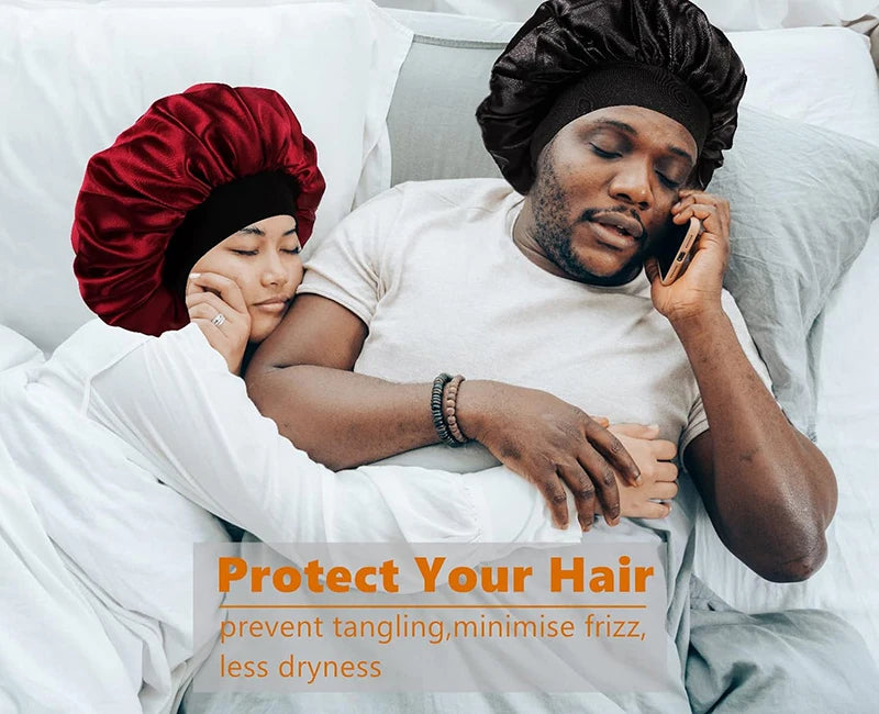 Men’s Silky Durag with Long Tail - Pirate Hat, Headband, Turban, Wave Cap, Unisex Satin Wig Cap with Elastic Band