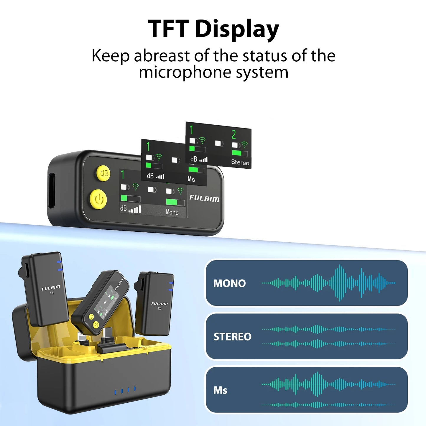 FULAI M X5 Wireless Lavalier Microphone – Quick Noise-Cancellation System for DSLR, iPhone, Android & YouTube Recording
