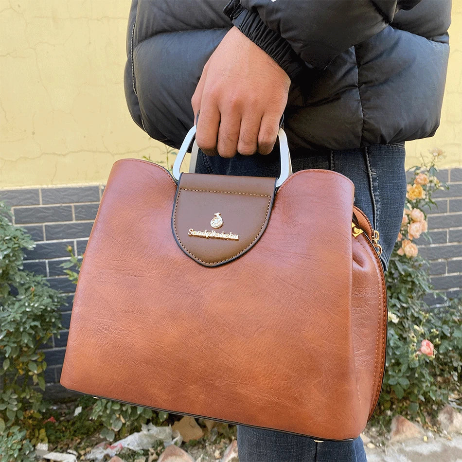 Luxury Women’s Leather Handbag – Large Capacity Shoulder & Crossbody Designer Bag