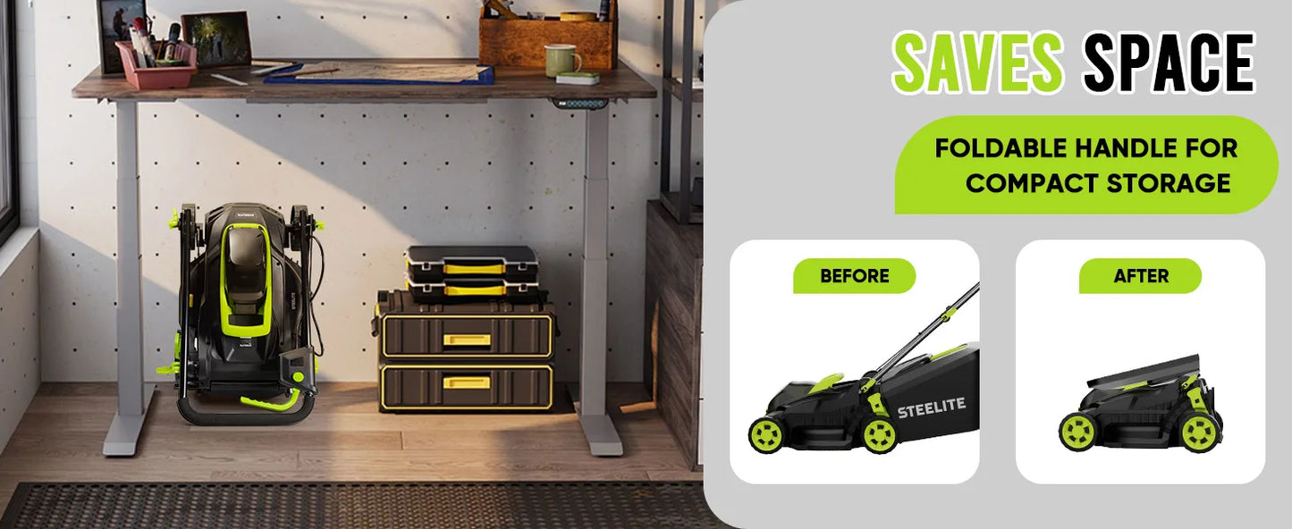 Deli 13" Cordless Electric Lawn Mower – 2-in-1 Lightweight Brushless Mower with 21V 4.0Ah Battery & Charger