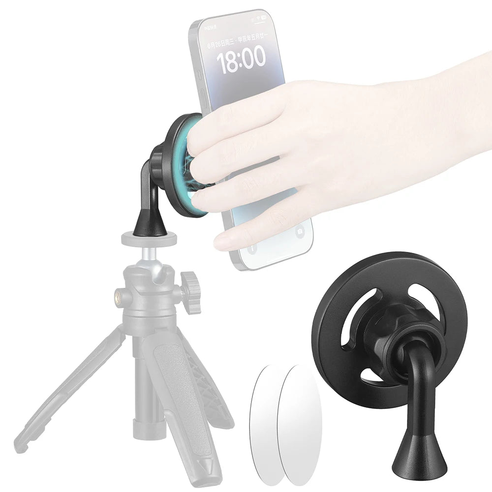 Magnetic Phone Tripod Mount Adapter with 1/4"-20 Hole - For MagSafe iPhone 15/14/13/12, Plus, Pro Max, Magsafe Case, Selfie Stick