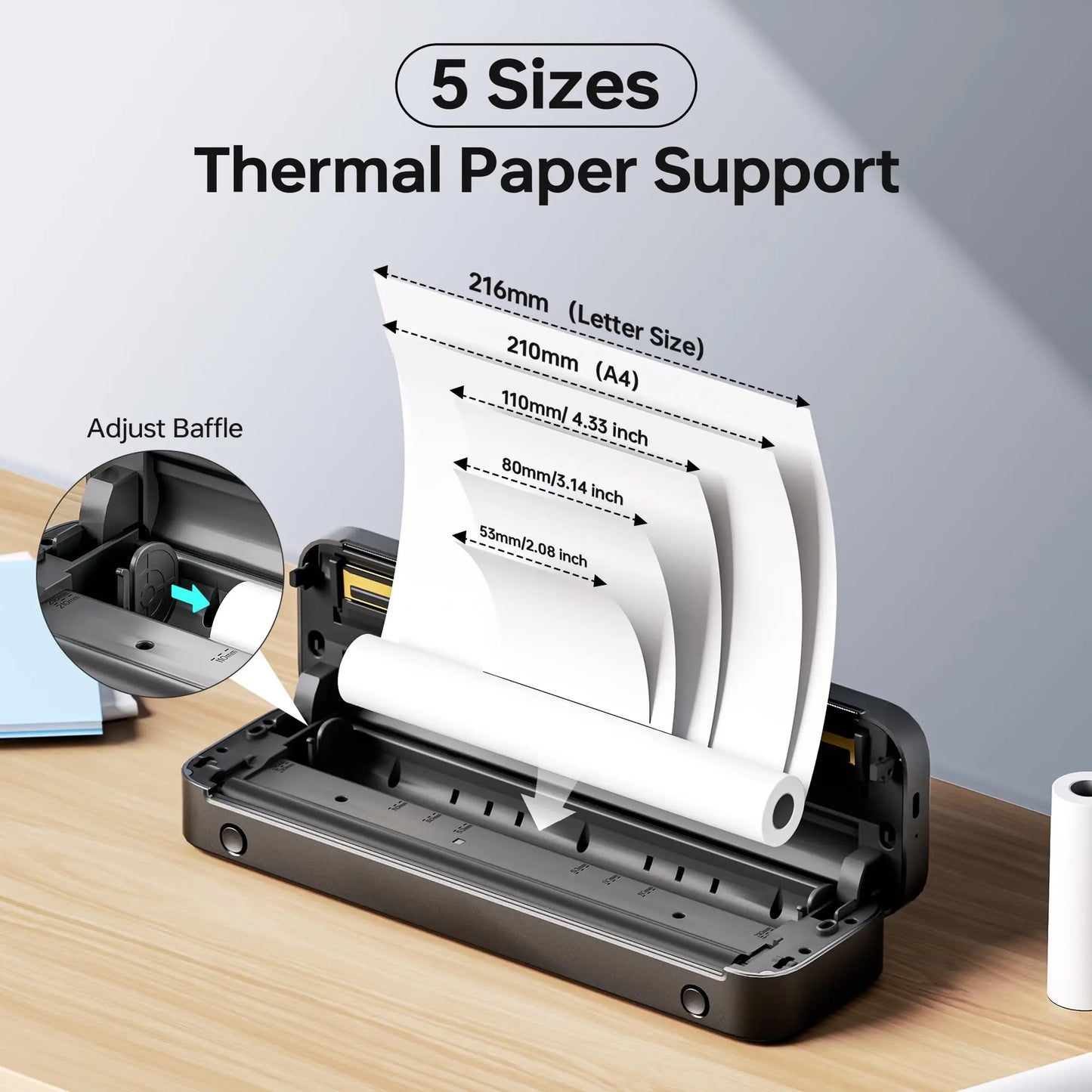 New A4 Portable Wireless Printer M832 – Inkless Thermal 300DPI Mobile Printer for Travel, Work & Home, Android & iOS Support