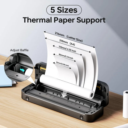 New A4 Portable Wireless Printer M832 – Inkless Thermal 300DPI Mobile Printer for Travel, Work & Home, Android & iOS Support