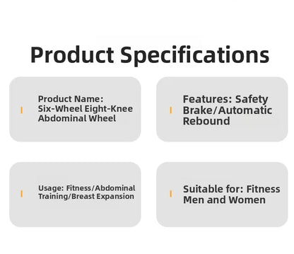 Updated Six-Wheel Eight-Knee Abdominal Wheel – PU Rebound Fitness Equipment for Home Exercise