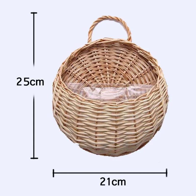 Handmade Wicker Rattan Wall Hanging Flower Planter – Garden Vine Basket Plant Holder