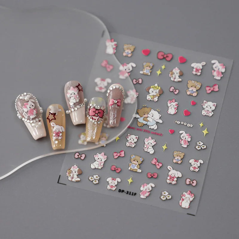 Cute Snoopy 5D Nail Stickers – Cartoon Anime Nail Art Decoration