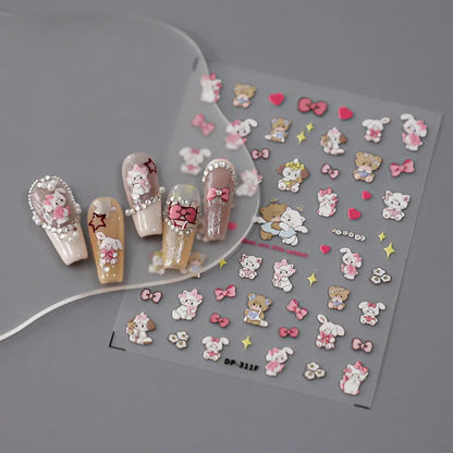 Cute Snoopy 5D Nail Stickers – Cartoon Anime Nail Art Decoration