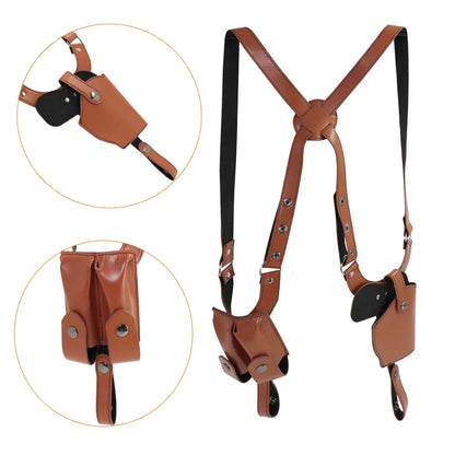 Tactical Stealth Pistol Holster - Double Magazine & Hidden Gun Pouches for Shoulder & Underarm Concealed Carry