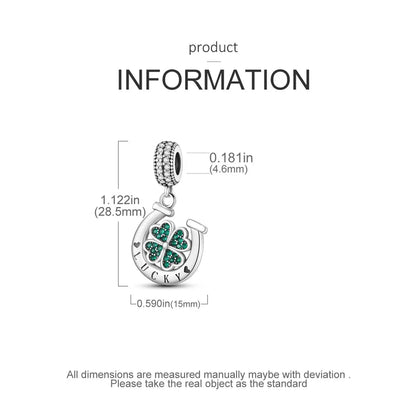 MULA Silver-Plated Sunflower & Four-Leaf Clover Dangle Charms - DIY 3MM Snake Chain Bracelet