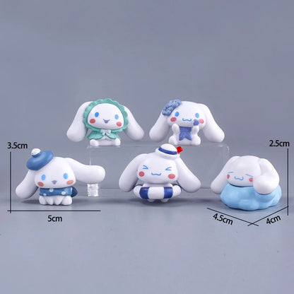New 5pcs Sanrio Cinnamoroll Action Figures – Kawaii Anime Toy Set for Tabletop Decoration & Kids Gifts