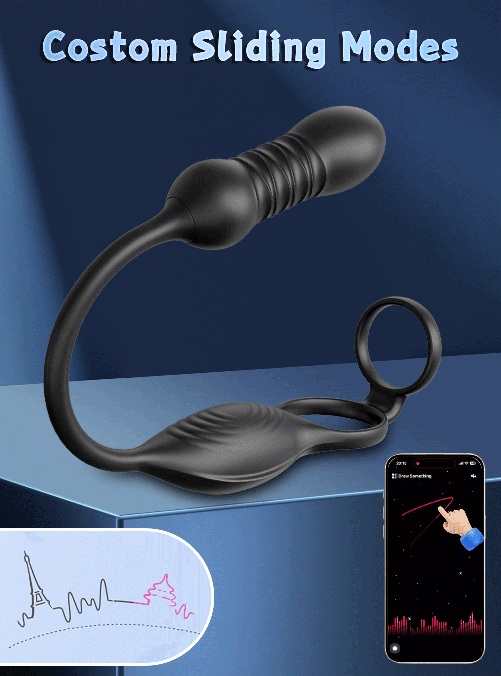 App-Controlled Male Penis Ring – Telescopic Anal Vibrator & Prostate Massager, Cock Ring Adult Sex Toy for Men
