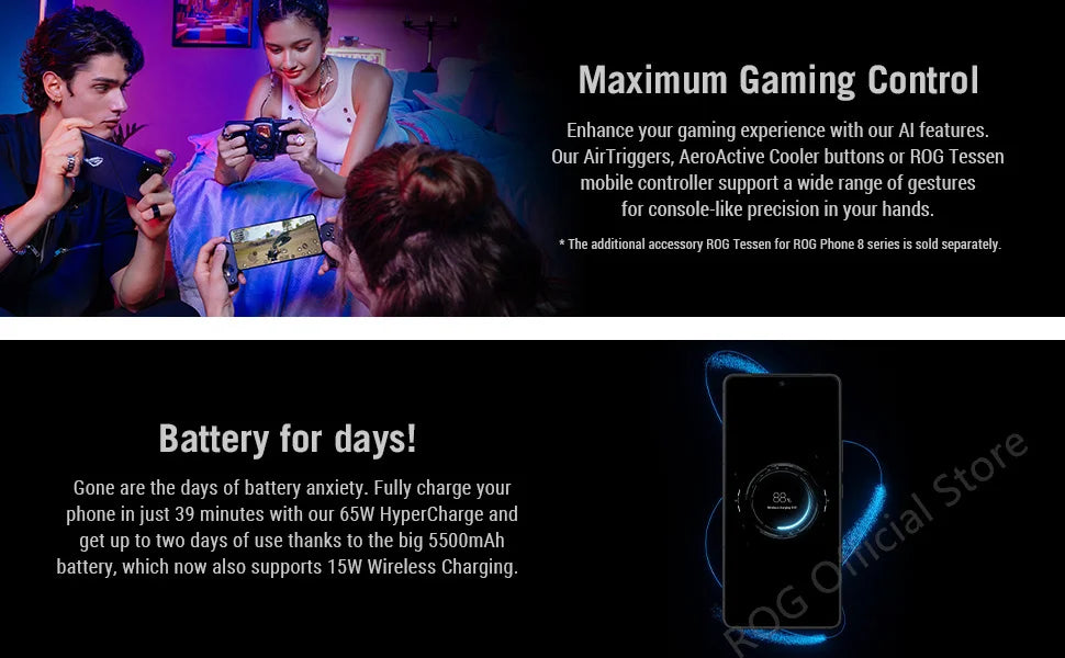 2024 ASUS ROG Phone 8 – Snapdragon 8 Gen 3, 5G Smartphone, 6.78'' 165Hz E-Sports Screen, 65W Charging, NFC, ROG 8 Pro