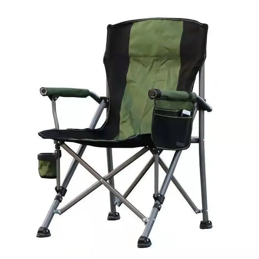 Outdoor Folding Fishing Chair – Large Camping Chair with Backrest, Armrests & Cup Holder