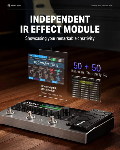 Donner Arena 2000 Multi-Effect Pedal – 278 Effects, IR AMP, Drum Looper, MIDI In, Software App for Electric Guitar