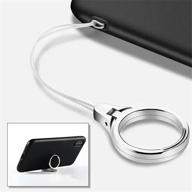 Universal Metal Lanyard for Keys & Phones - iPhone, Samsung, Xiaomi - Keycord Strap with Finger Mobile Holder Stand, Accessories