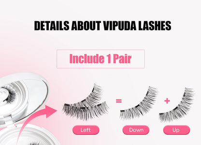 Vipuda Magnetic Eyelashes – Reusable Thick False Lashes with Magnets & Tweezer, Soft Eyelash Extensions