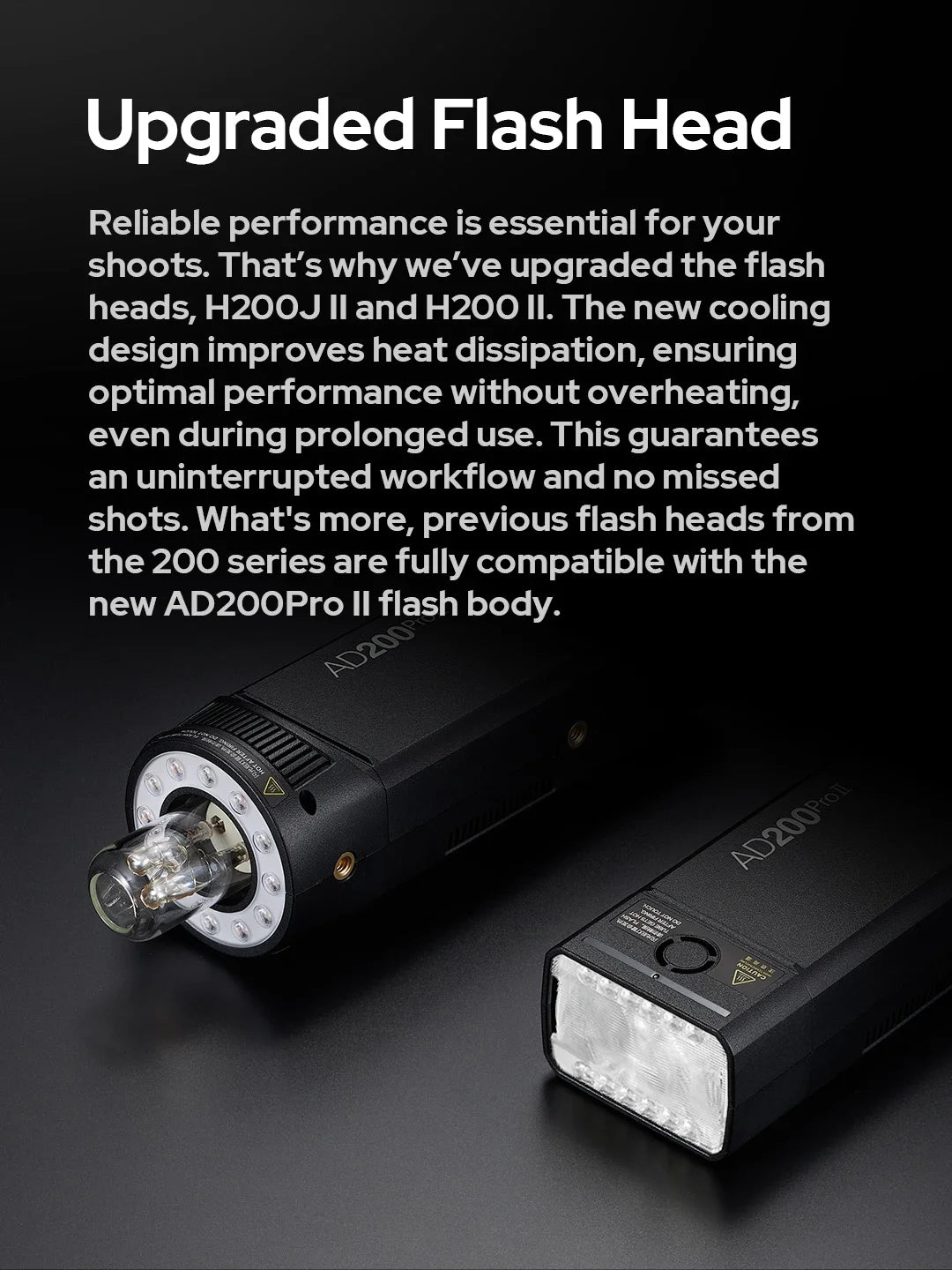 Godox AD200 Pro II Flash – 200Ws, 1/8000 HSS, 2980mAh Battery, 2.4G Wireless X System, Bi-Color Modeling Lamp Speedlight Flash