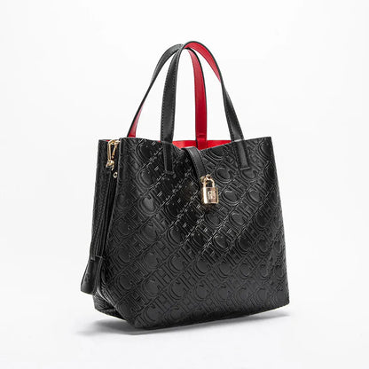 CH Fashion Women’s Shoulder Bag – Large Capacity Casual PU Leather Handbag with Embossed Letters
