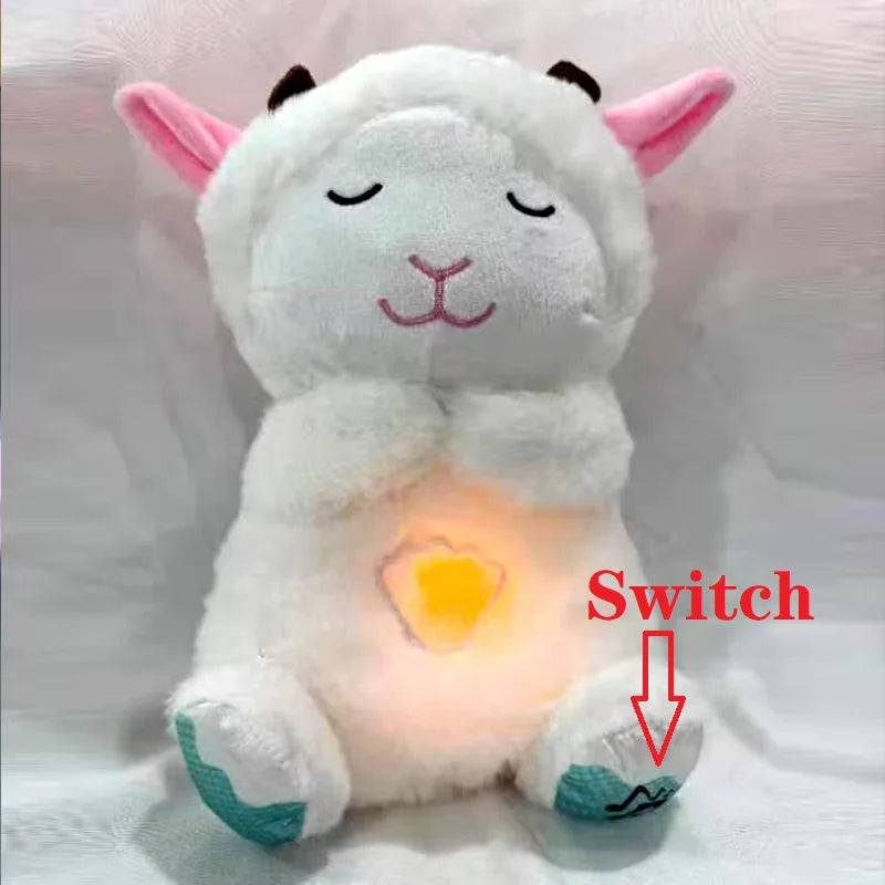 Soothing Baby Plush Bear Doll – Breathing, Musical Sleep Companion with Sound and Light for Newborns, Perfect Gift