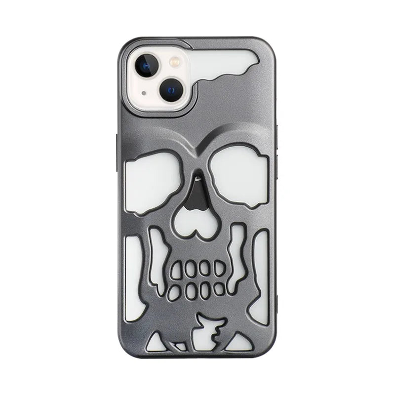 Cool Hollow Skull Ghostface Plating iPhone Case – Heat Dissipation Slim Cover for iPhone 14-17 Pro Max