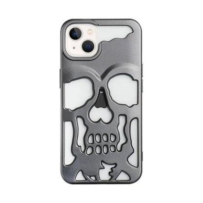Cool Hollow Skull Ghostface Plating iPhone Case – Heat Dissipation Slim Cover for iPhone 14-17 Pro Max