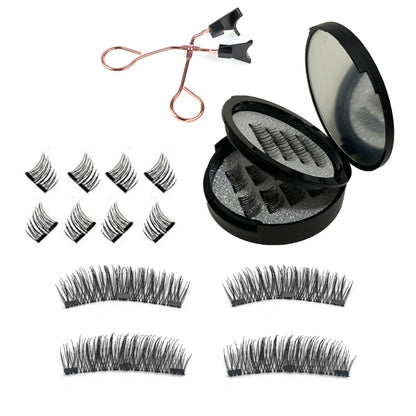 12PCS Magnetic False Eyelashes – Half Lashes Set with Double Box, Mirror & Applicator, Reusable Beauty Makeup