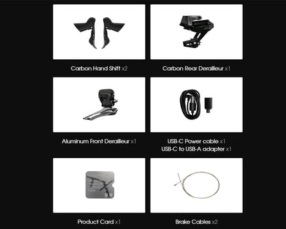 WHEELTOP EDS TX Road Bike Electronic Groupset – Wireless Carbon, Rim Brake, 7–14 Speed with Front & Rear Derailleur