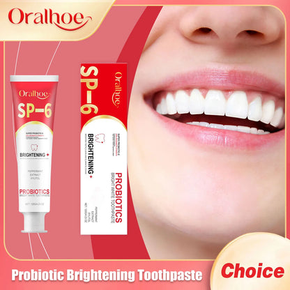 SP6 Probiotic Brightening Toothpaste for Plaque Removal, Stain Whitening & Fresh Breath – Anti-Periodontitis Oral Care