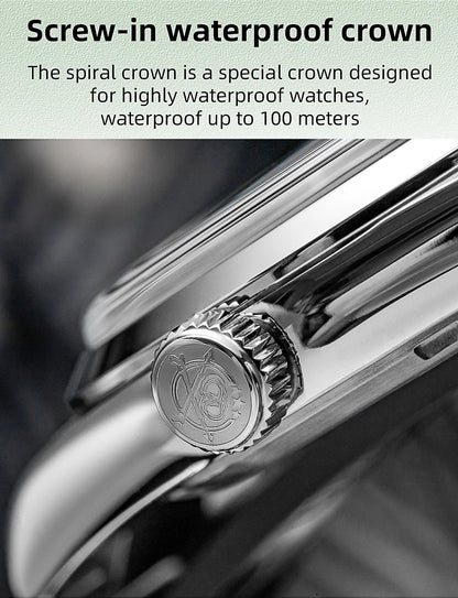 ADDIESDIVE Men's Luxury Quartz Watch – VH31, 100m Waterproof, Green AR Coating, Luminous, 316L Stainless Steel, 36mm