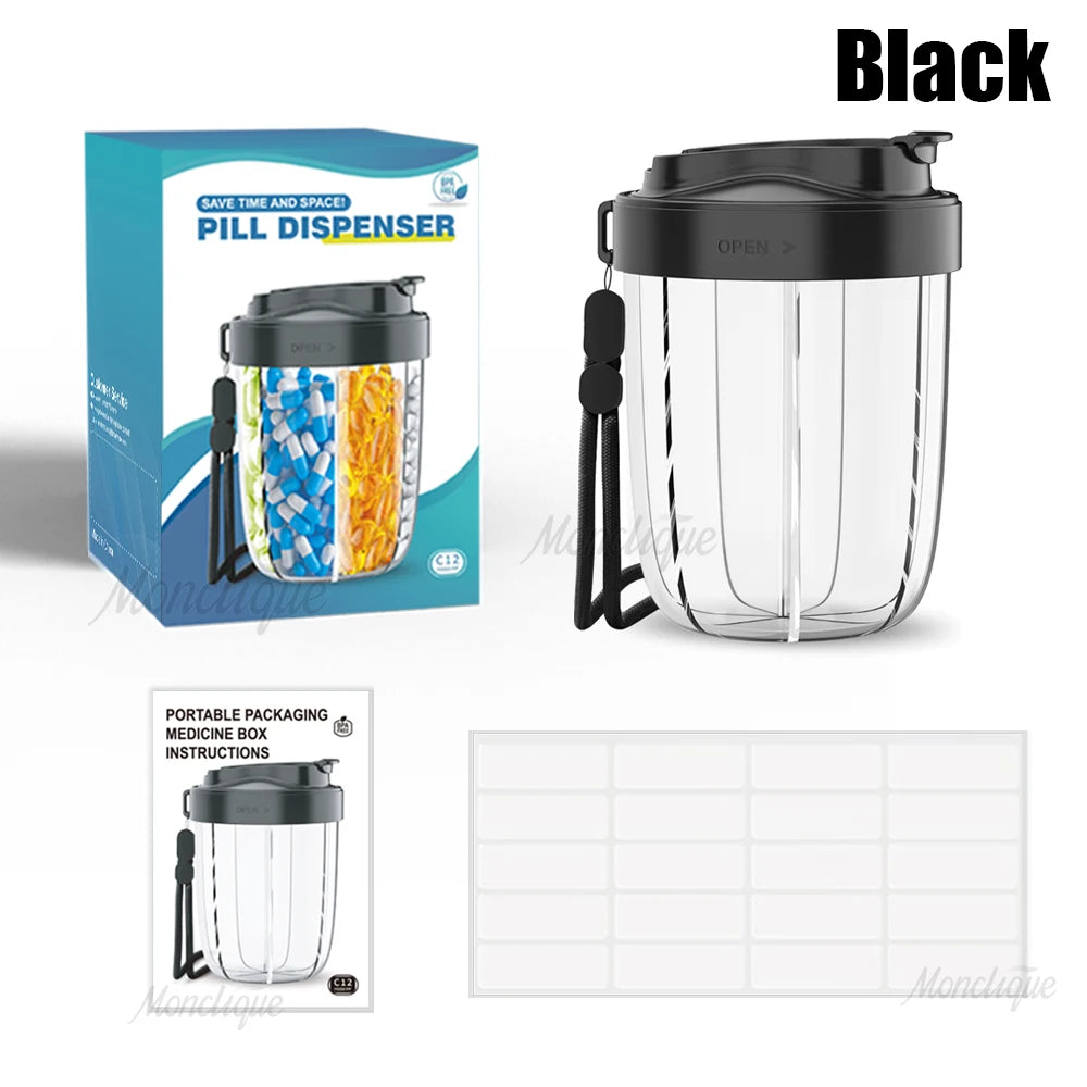 7-Grid Large Pill Organizer – Travel Supplement & Vitamin Storage Case with Straw Containers