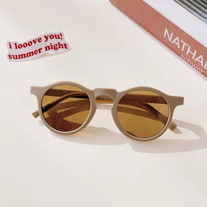 2023 Kids Checker Panel Round Sunglasses – Cute UV400 Sun Protection for Baby Girls & Children Outdoor Wear