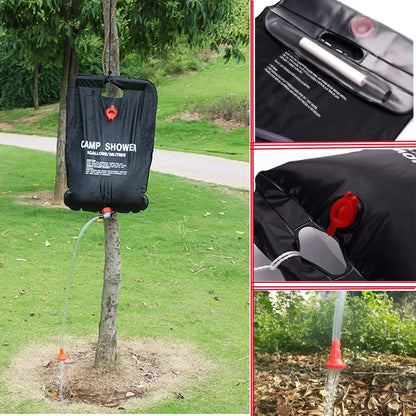 20L Portable Camping Shower Bag – Solar Heated Water Bag for Outdoor Travel, Hiking, BBQ & Beach