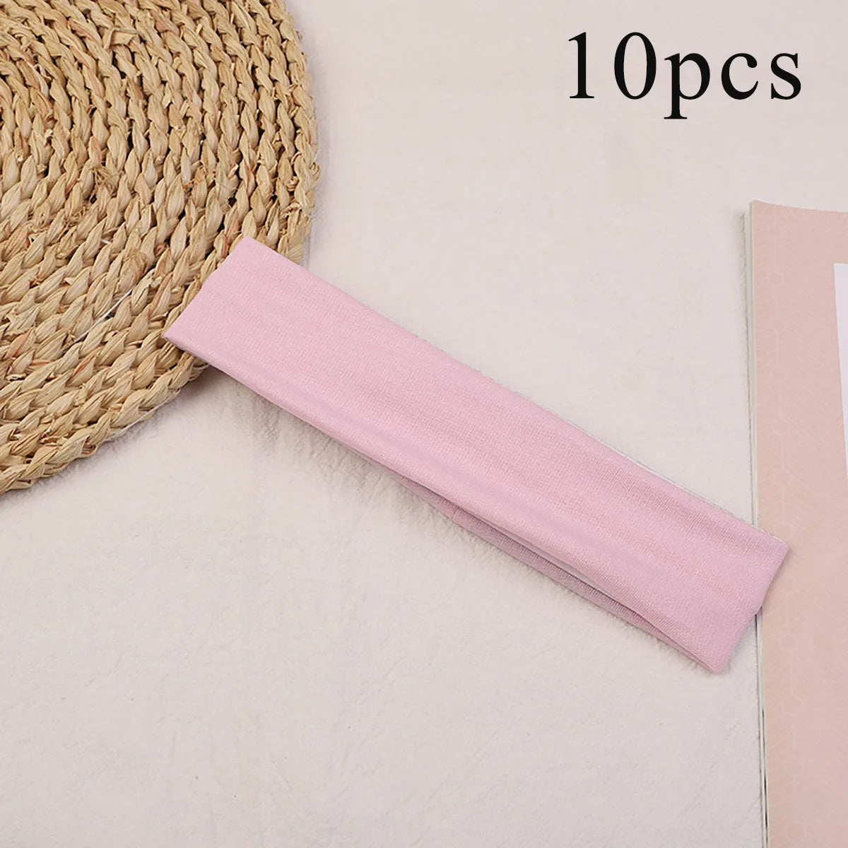 10 Pcs Elastic Hair Bands - Solid Color Fashion Headbands for Women, Sports, Running, Fitness, Yoga & Makeup Accessories