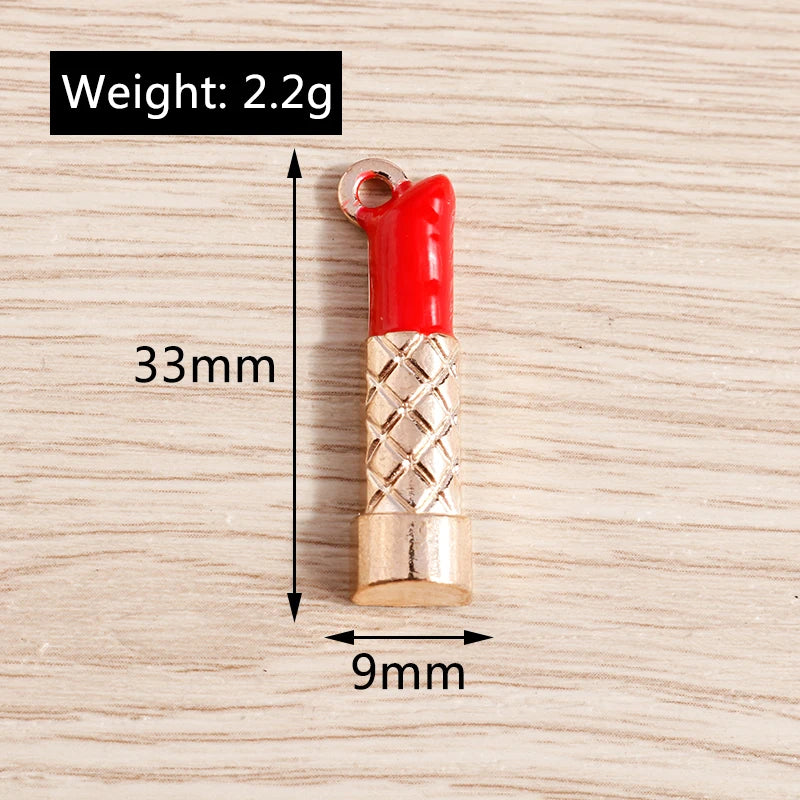 10PCS Cute Enamel Lips & Lipstick Charms – Pendants for Jewelry Making, Earrings, Necklaces & Bracelets DIY Crafts