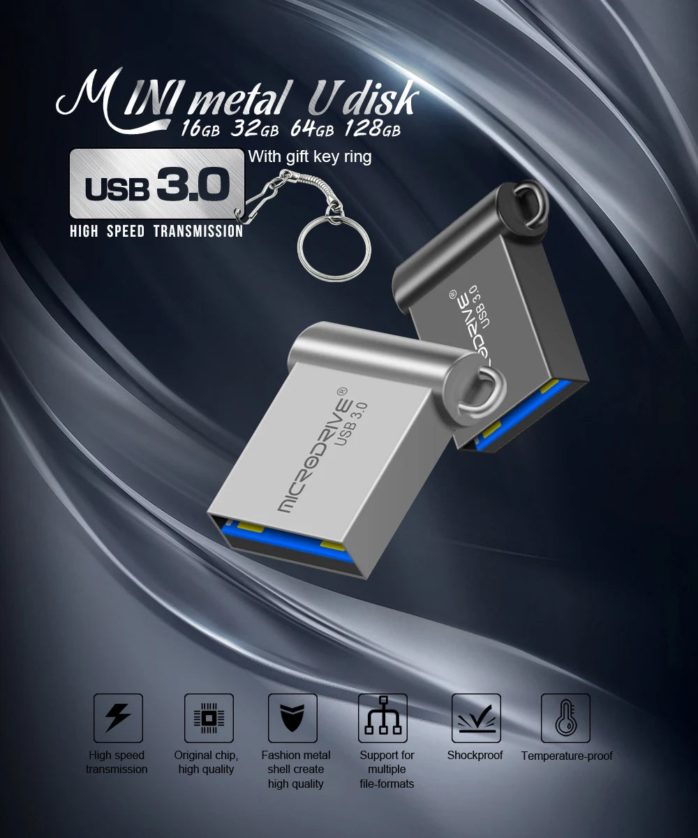 High-Speed USB 3.0 Mini Flash Drive – 16GB 32GB 64GB 128GB Portable USB Storage Key