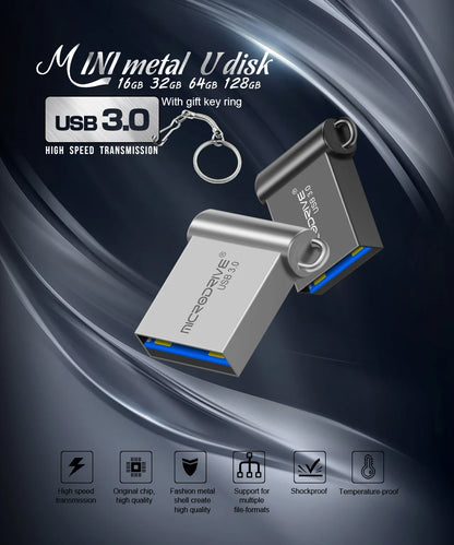 High-Speed USB 3.0 Mini Flash Drive – 16GB 32GB 64GB 128GB Portable USB Storage Key