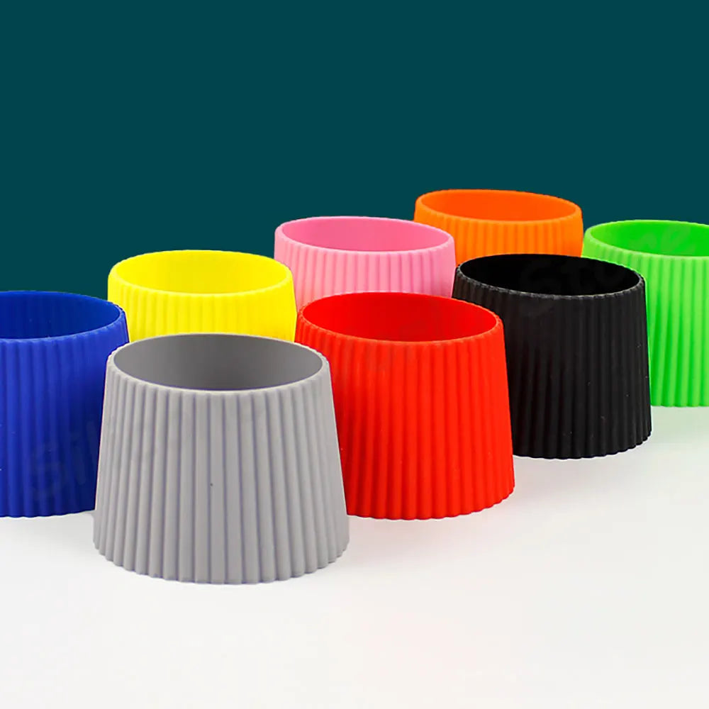 Silicone Coffee Cup Cover & Sleeve — Anti-Scalding, Anti-Slip Universal Tapered Thread Mug Protector for Ceramic & Glass Cups