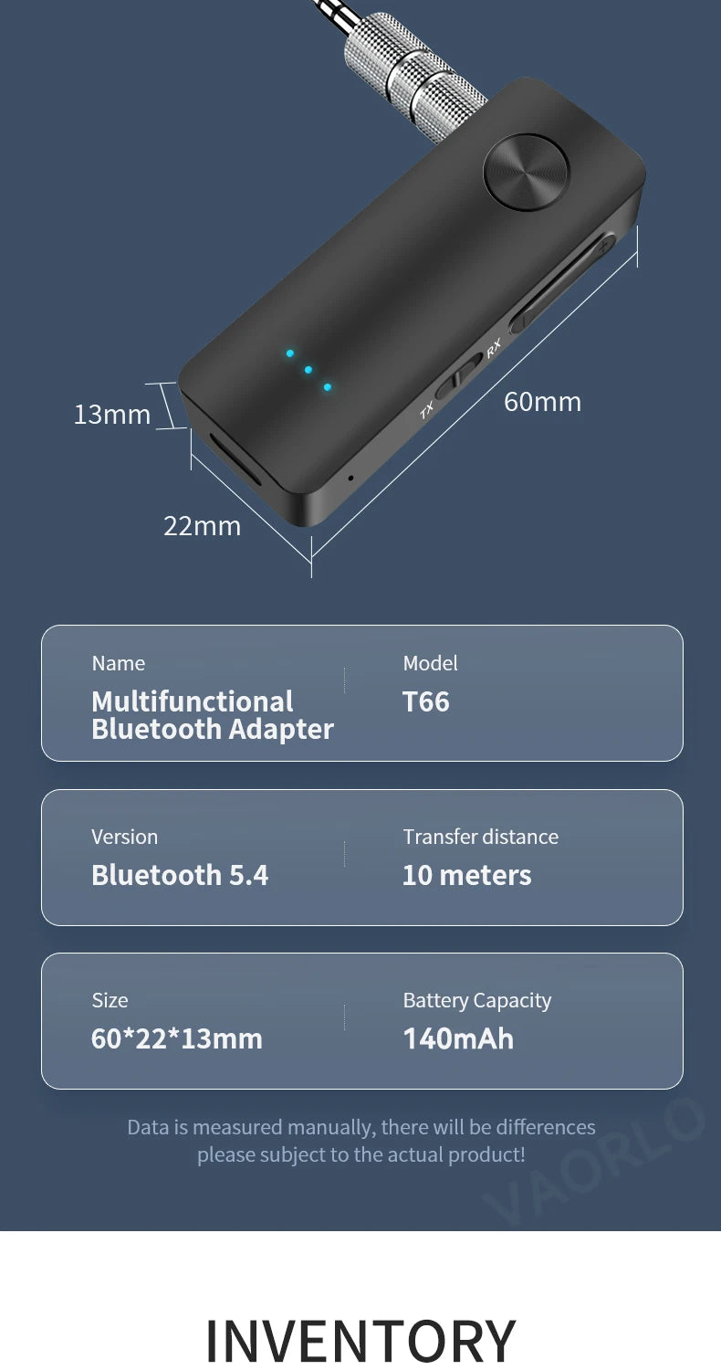 2 in 1 Bluetooth 5.4 Audio Receiver & Transmitter – HiFi Stereo Wireless Adapter with Mic & 3.5mm AUX for Car, Airplane, TV, PC, Speaker