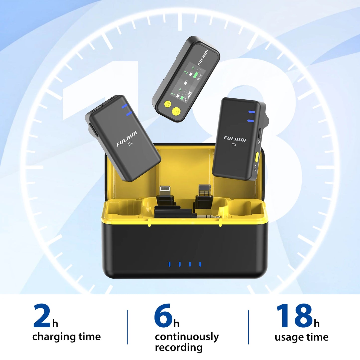 FULAI M X5 Wireless Lavalier Microphone – Quick Noise-Cancellation System for DSLR, iPhone, Android & YouTube Recording