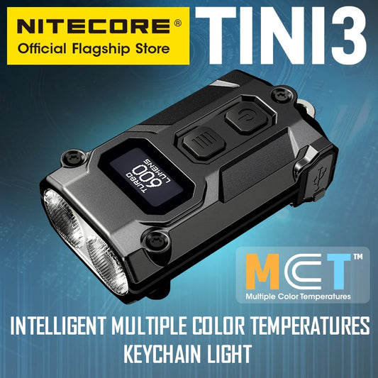 NITECORE TINI3 2025 EDC Keychain Flashlight — Mini USB-C Rechargeable, 600 Lumen, Multiple Color Temperatures, Li-ion Battery