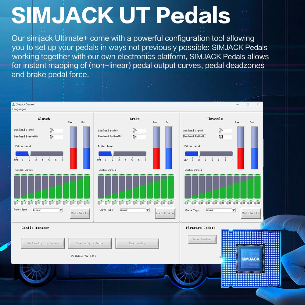 SIMJACK UT Sim Racing Pedals – PC Racing Simulator, Pressure Sensor Load Cell & HE Hydraulic Pedal