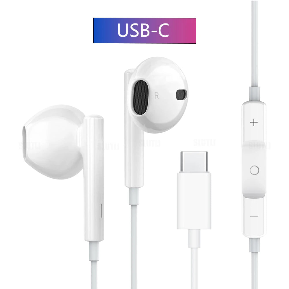 Original Wired Earphones – Compatible with iPhone 12-17, Samsung, Lightning, USB-C & 3.5mm Devices