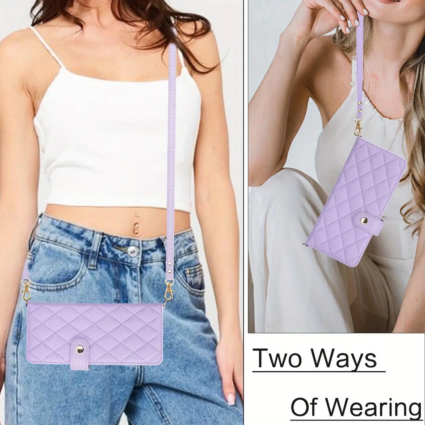 PU Leather Flip Wallet Case for Samsung Galaxy Z Fold 6/5/4/3 5G – Card Holder, Wrist Strap, Crossbody Stand Cover