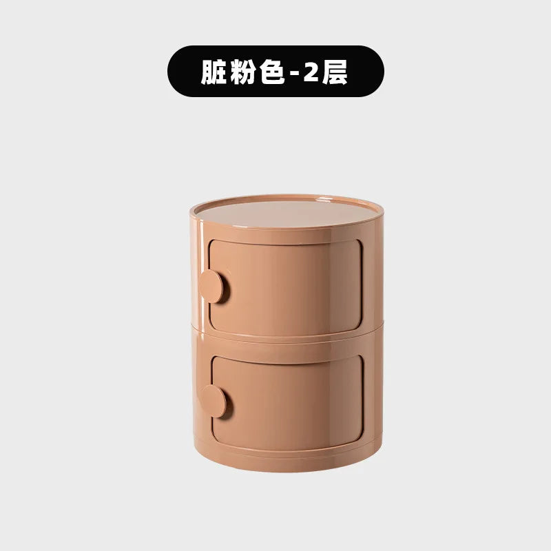 Nordic Minimalist White Bedside Table – Modern Round Plastic Side Cabinet, Small Creative Storage Unit