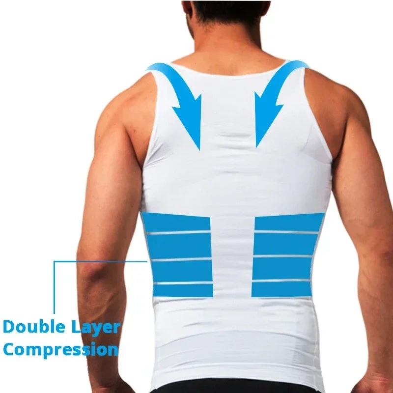 Men's Slimming Body Shaper – Compression Shirt for Gynecomastia, Moobs & Abdomen Control | Workout Tank Top Undershirt