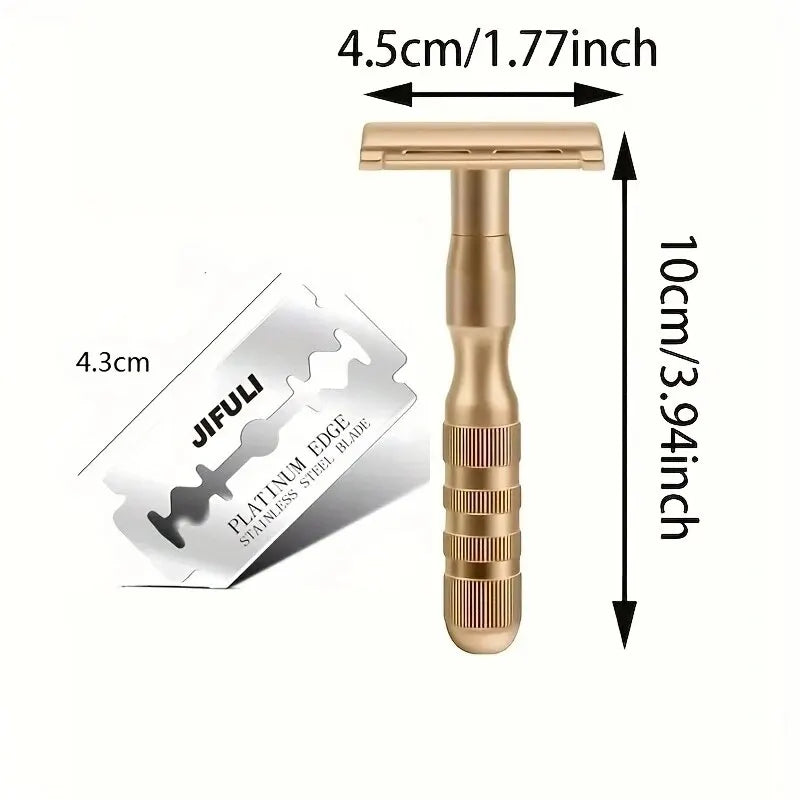 1 Machine + 5 Blades Classic Double Edge Safety Razor - High Quality Manual Shaver for Men’s Shaving and Women’s Hair Removal