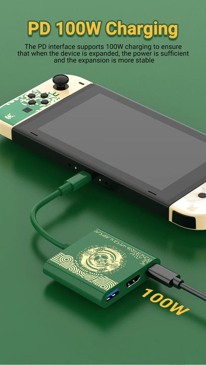 4K Switch TV Docking Station — 3-in-1 USB-C Game Hub with USB 3.0, HDMI & 100W PD for Laptop, Nintendo Switch/Switch OLED, Mobile Phone