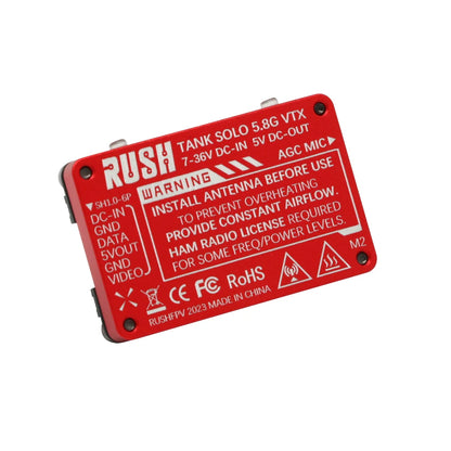 RUSH Solo Tank 5.8G VTX Video Transmitter – 1.6W High Power with Built-in Microphone & CNC Heat Dissipation for RC FPV