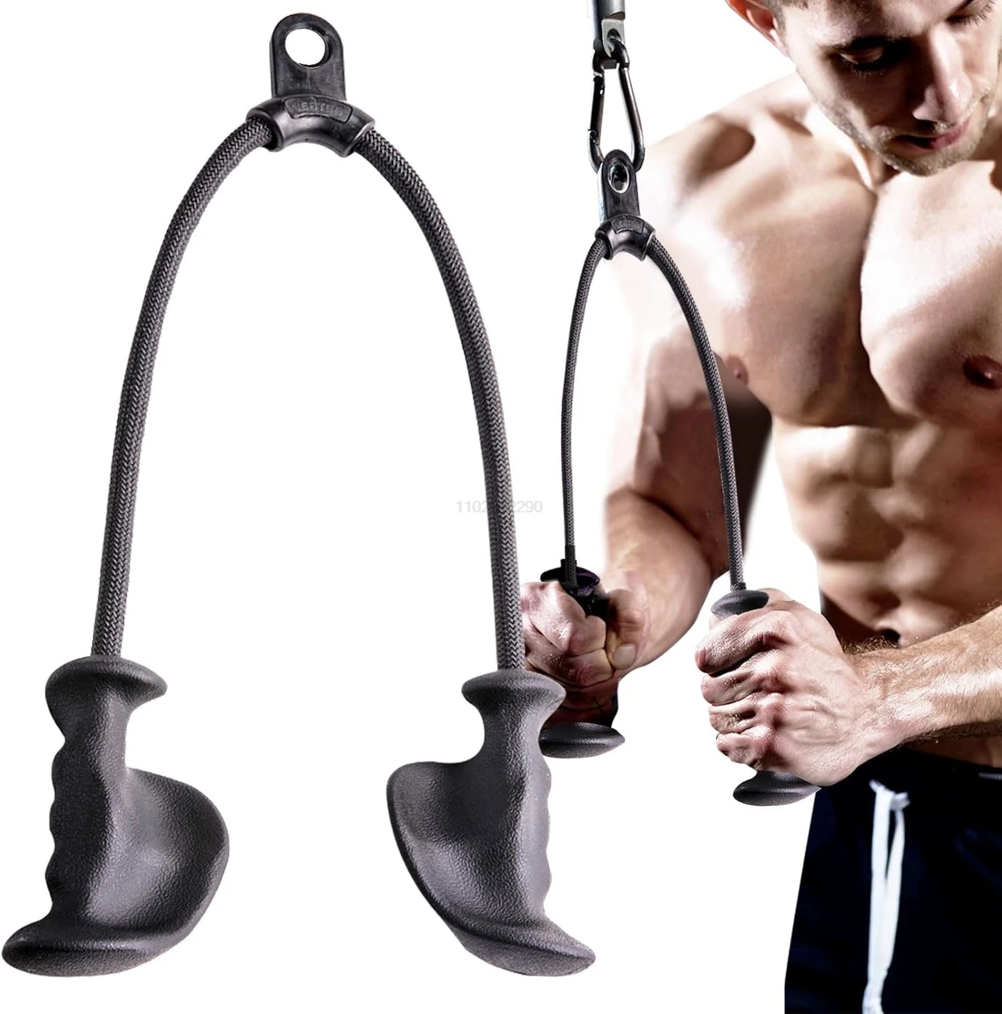 Fitness Biceps & Triceps Rope Pull-Down Grip Handles – Muscle Gym Pulley Cable Attachment for Back Workouts